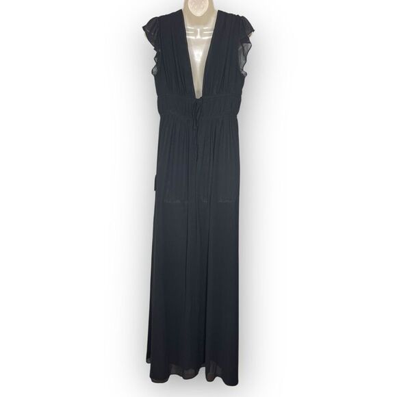 Lulus I'm All Yours Black Ruffled Maxi Dress Slit Women’s Size Large NWT - Picture 3 of 15